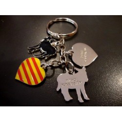 Porte-clés charm's ânes catalans et coeurs