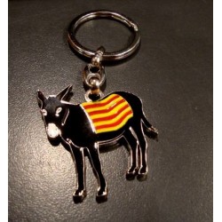 Porte-clés âne catalan burro avec le drapeau en métal