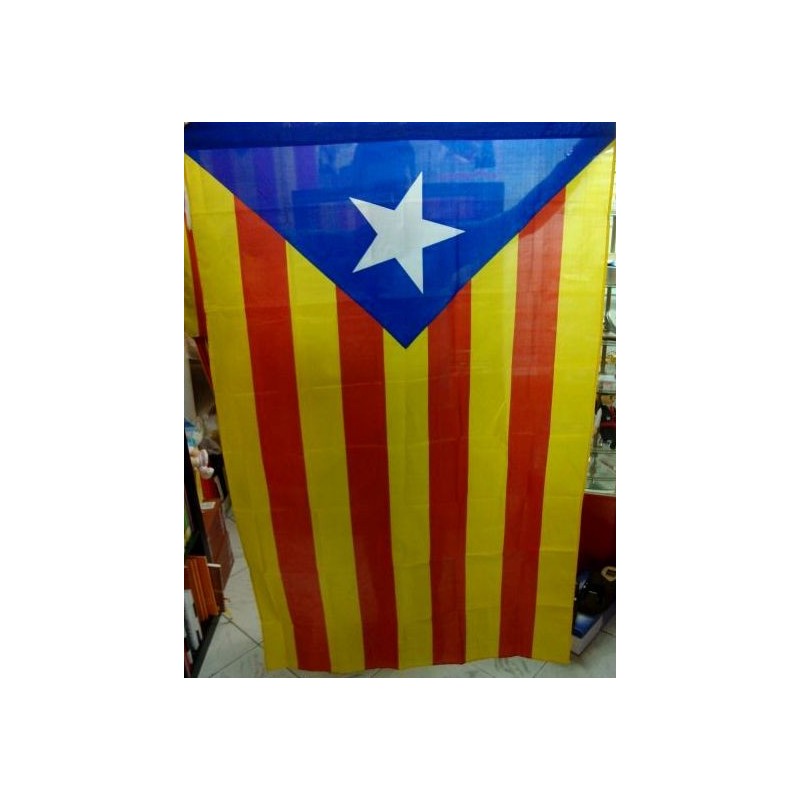 Drapeau indépendantiste catalan avec l'Estelada bleue (étoile bleue)