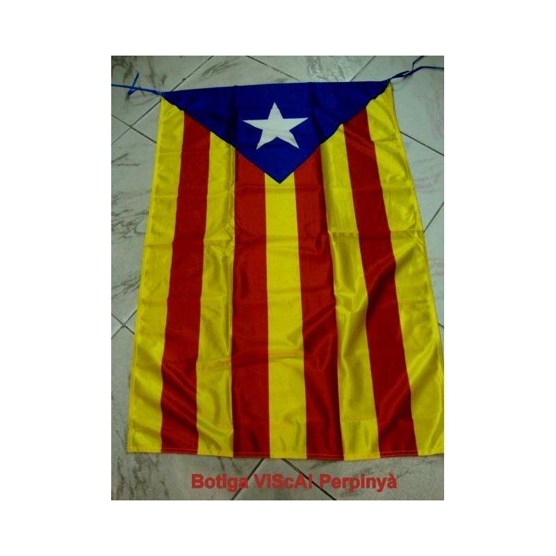 Mini Fanion Drapeau Catalogne Indépendante Estelada Blava - 15x10 Cm, Polyester Double Face, Pour Voiture Ou Décoration