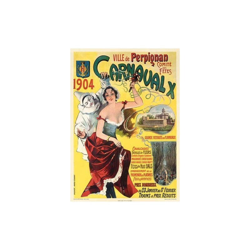  Affiche ancienne "Carnaval de Perpignan" 1904
