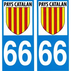 Autocollants (par 2) pour plaque immatriculation avec le blason catalan 