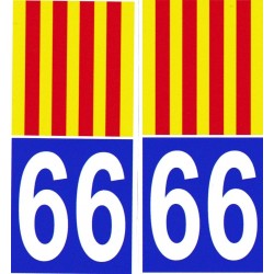 Autocollants (par 2) pour plaque immatriculation avec le drapeau catalan 