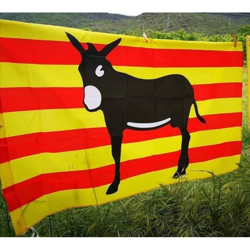 Drapeau catalan avec l'âne