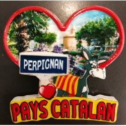 Magnet cœur Perpignan Pays catalan en résine
