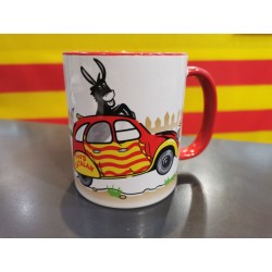 Mug catalan donkey in a 2CV