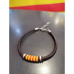 Leather Bracelet with the catalan flag