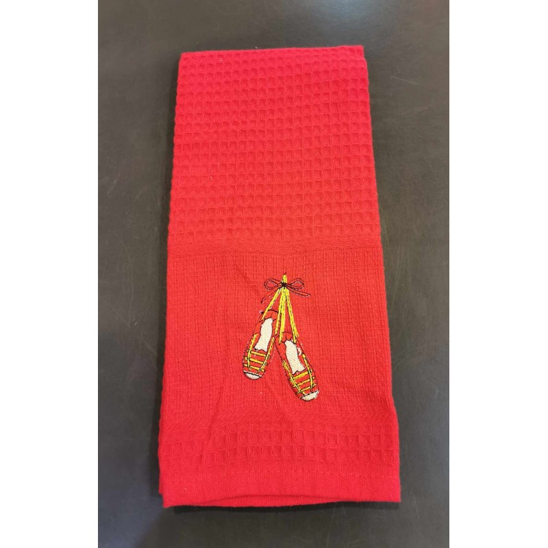 Tea towel red with the catalan traditional shoes