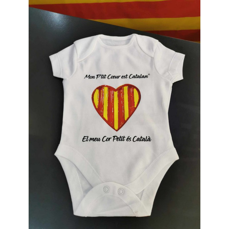 Body blanc Mon petit coeur est catalan