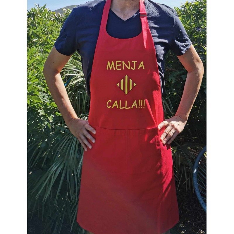Tablier  "MENJA I CALLA!" drapeau rouge