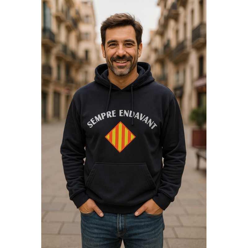 Sweat à capuche bleu marine Sempre Endavant