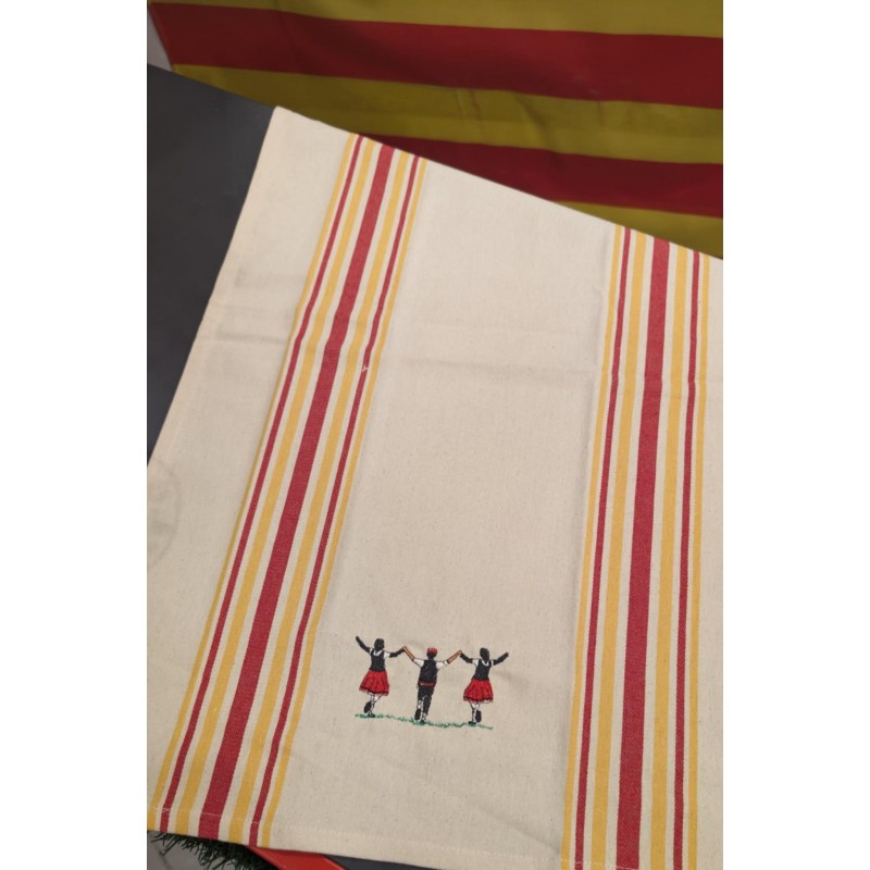 Torchon bayadère brodé Sardane