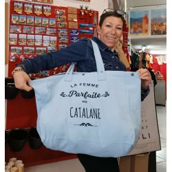 Bolsa de teixit  la dona perfecte és catalana blau