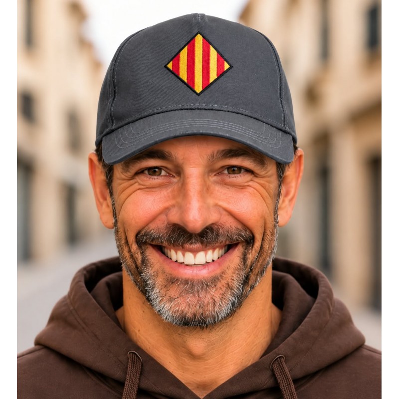 Casquette drapeau catalan gris foncé