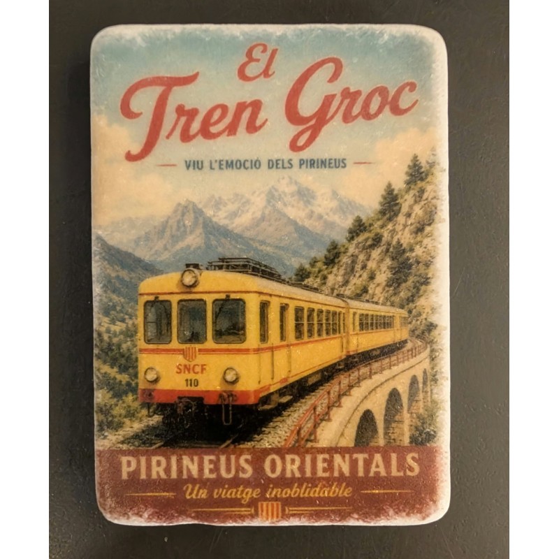 Magnet train jaune en marbre